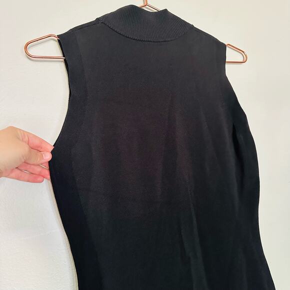 NICHOLAS Women's Compact Column Black Mock Neck Side Slit Midi Dress Size Large - Picture 12 of 12